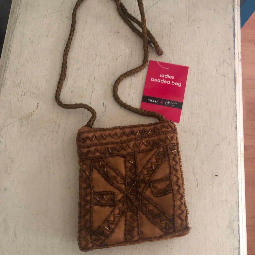 Copper Beaded Mini Purse Bag